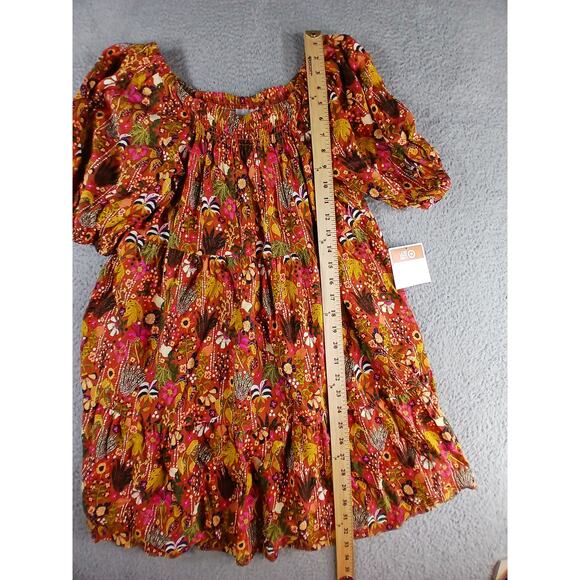 Latino Heritage Month Dress Girls XL (14) Orange Mini Floral Smocked Target NWT - Picture 4 of 8